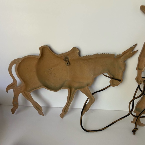 Southwest Donkey & Man Sexton Cast Iron Metal Leather Art Wall Decor Burro 1970 - Picture 8 of 12